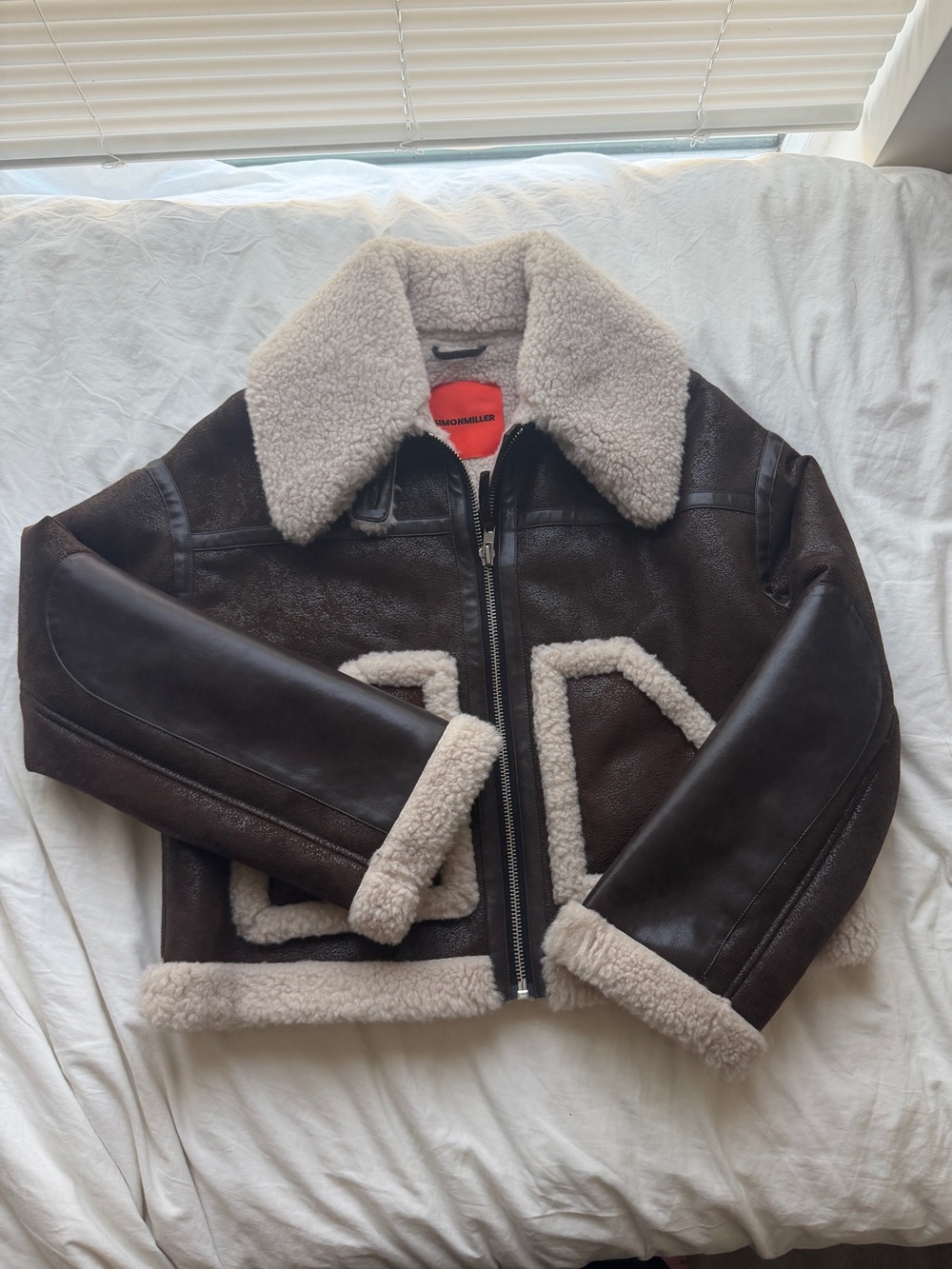 SIMONMILLER Shearling-Lined Jacket with Cream Trim